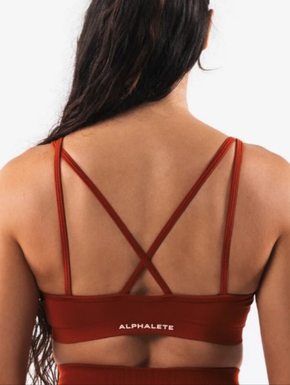 Alphalete Amplify Excel Sports Bra Sz L | Seamless Strappy - Orange Times Square